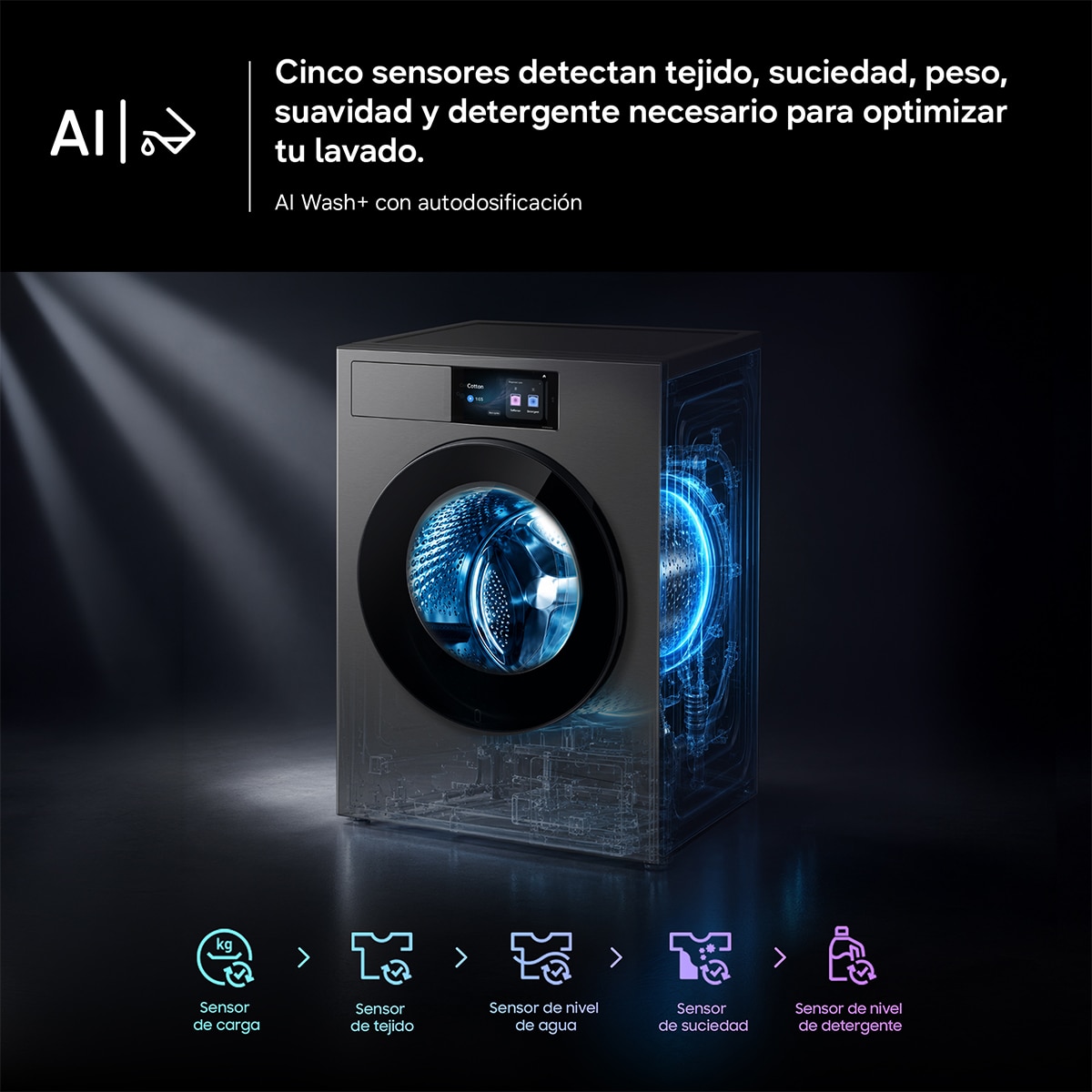 Lavadora Samsung Bespoke AI 9Kg Autodosificación Clase A-65% WF90H09C4ST2 Grafito-10