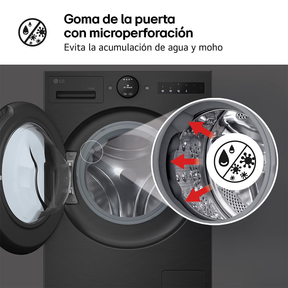 Lavadora secadora LG 11 Kg / 1.400 rpm, Inteligente, Serie 700 - W4X7016TBB - Acero grafito mate antihuellas Acero grafito mate antihuellas-11