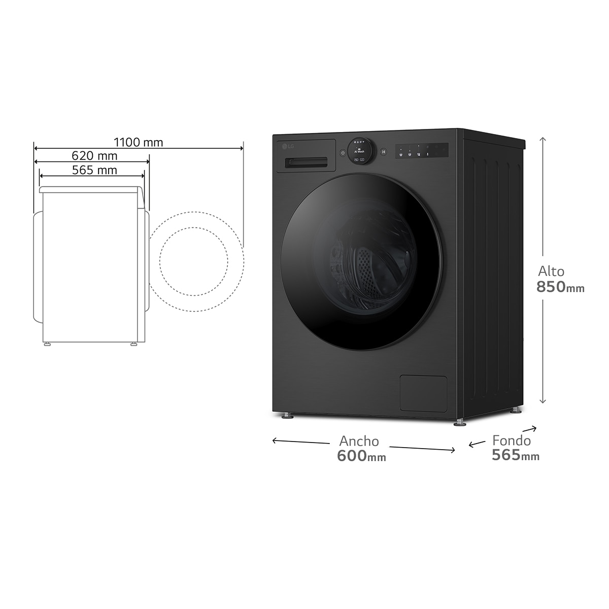 Lavadora secadora LG 9 kg /1.400 rpm, Inteligente, Serie 700 , AI Direct Drive TM - W4X7096TBB - Acero grafito antihuellas Acero grafito antihuellas-2