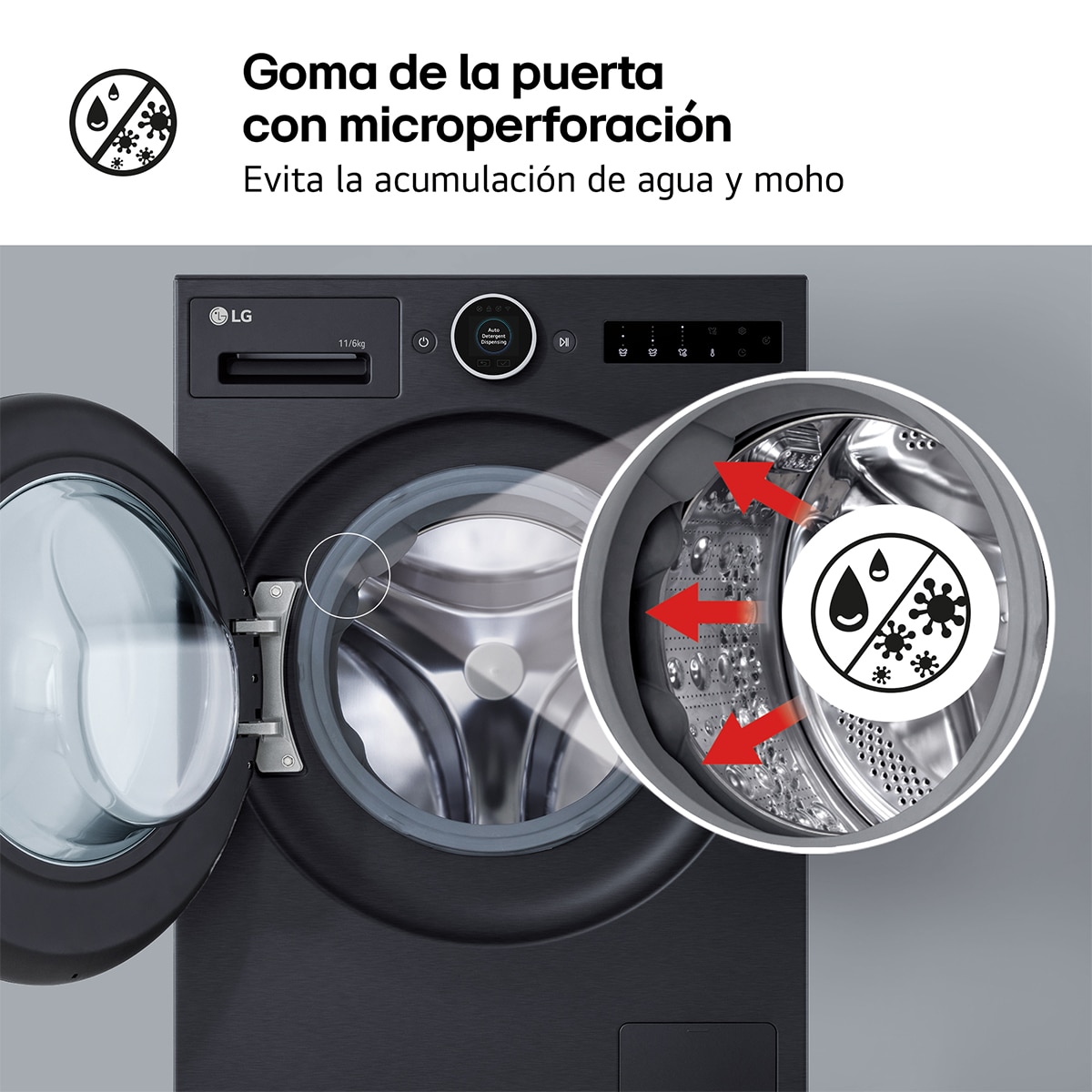 Lavadora secadora LG 9 Kg / 1.400 rpm, Bomba de calor Dual Inverter, Serie 900, AI Direct Drive TM - WHX9096TBB - Acero grafito mate antihuellas Acero grafito mate antihuellas-11