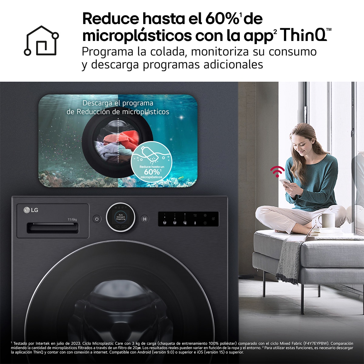 Lavadora secadora LG 9 Kg / 1.400 rpm, Bomba de calor Dual Inverter, Serie 900, AI Direct Drive TM - WHX9096TBB - Acero grafito mate antihuellas Acero grafito mate antihuellas-13