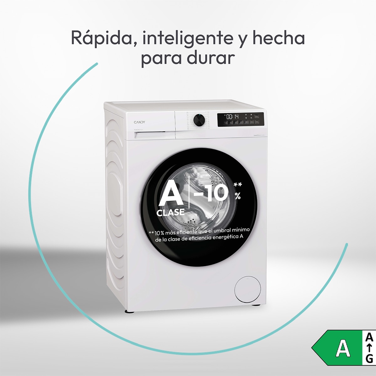 Lavadora Candy 8 kg / 1.400 rpm, Motor Inverter SpeedDrive y Fondo Reducido, ProWash 300 GD 48SB6-S - Blanco Blanco-4