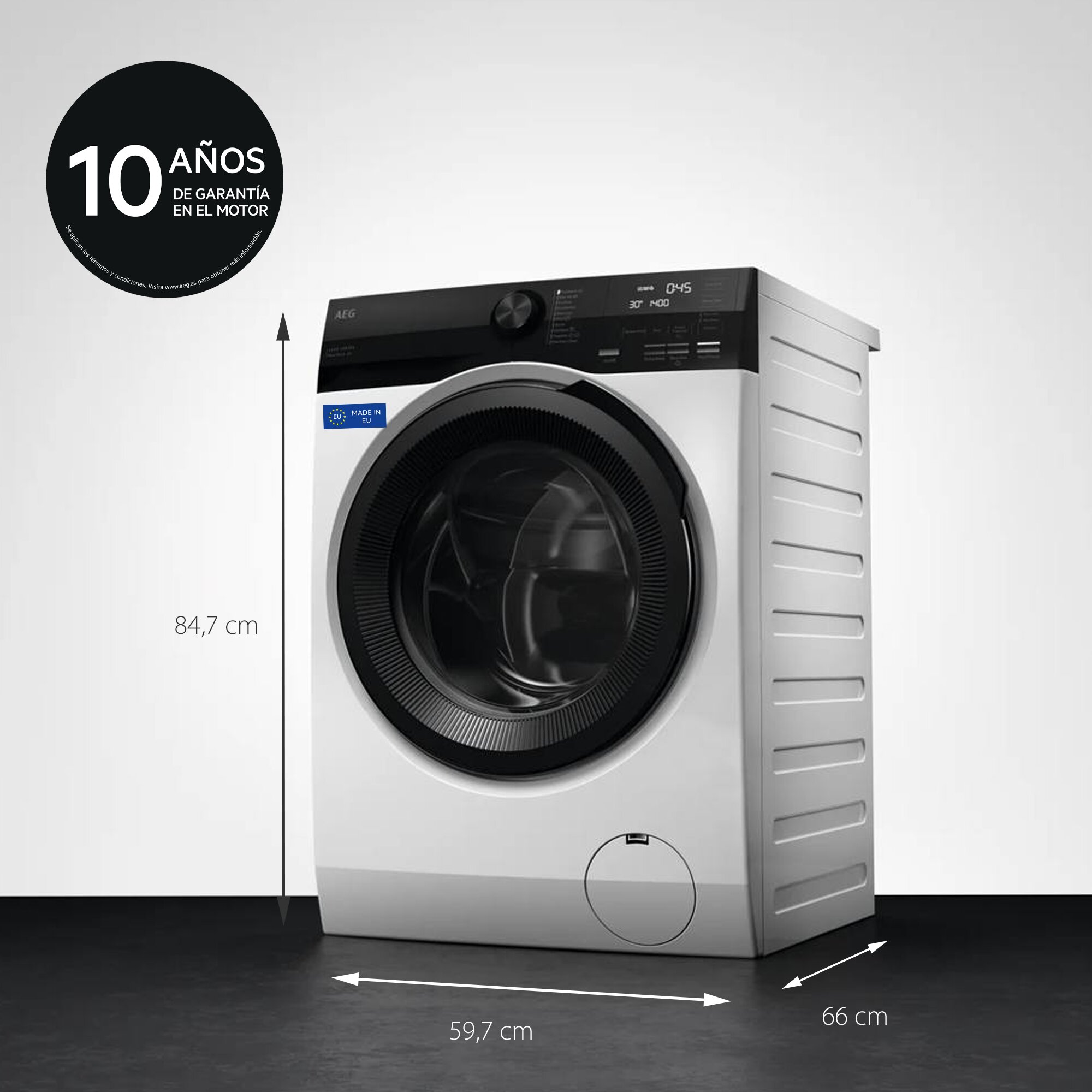 Lavadora AEG 10,5 Kg / 1400 rpm, Autodosificación, Lavado rapido, IA, vapor, seire 6000 - LFE6G54O4M - Negro Negro-2
