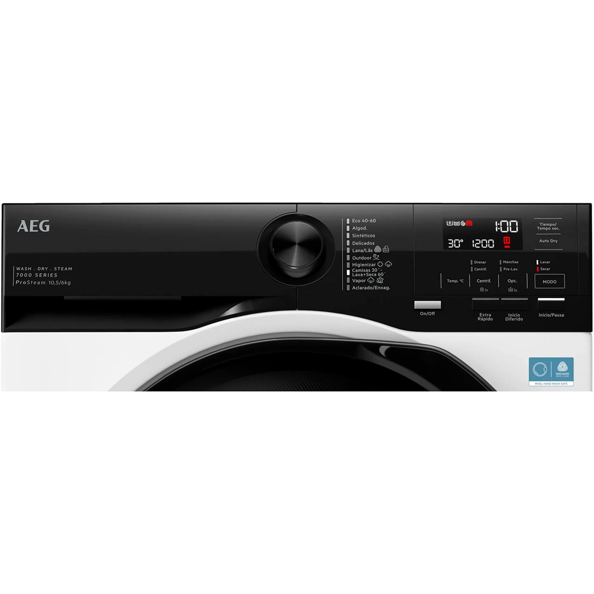 Imagen 4 de Lavadora secadora AEG 10,5 kg lavado rápido, SpecialCare, Vapor, Serie 7000 - LWT7256OCB - Negro Negro