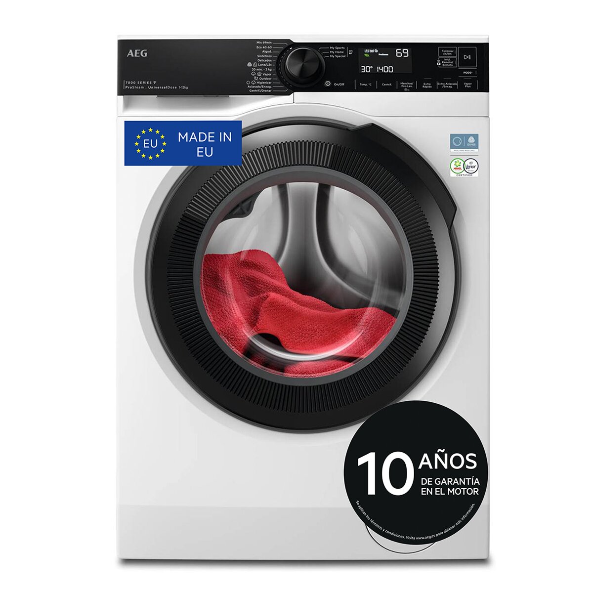 Imagen 0 de Lavadora AEG 12 Kg / 1400 rpm, UniversalDose, Vapor, Wifi, Serie 7000 - LFR7324L4O Negro