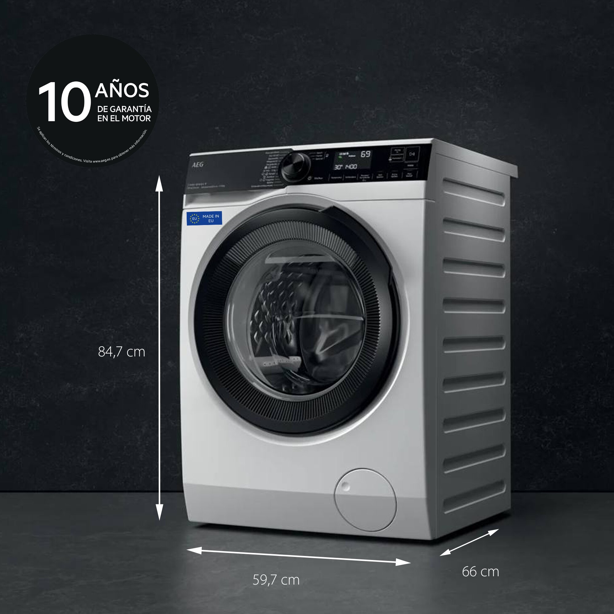 Lavadora AEG 12 Kg / 1400 rpm, UniversalDose, Vapor, Wifi, Serie 7000 - LFR7324L4O - Negro Negro-5
