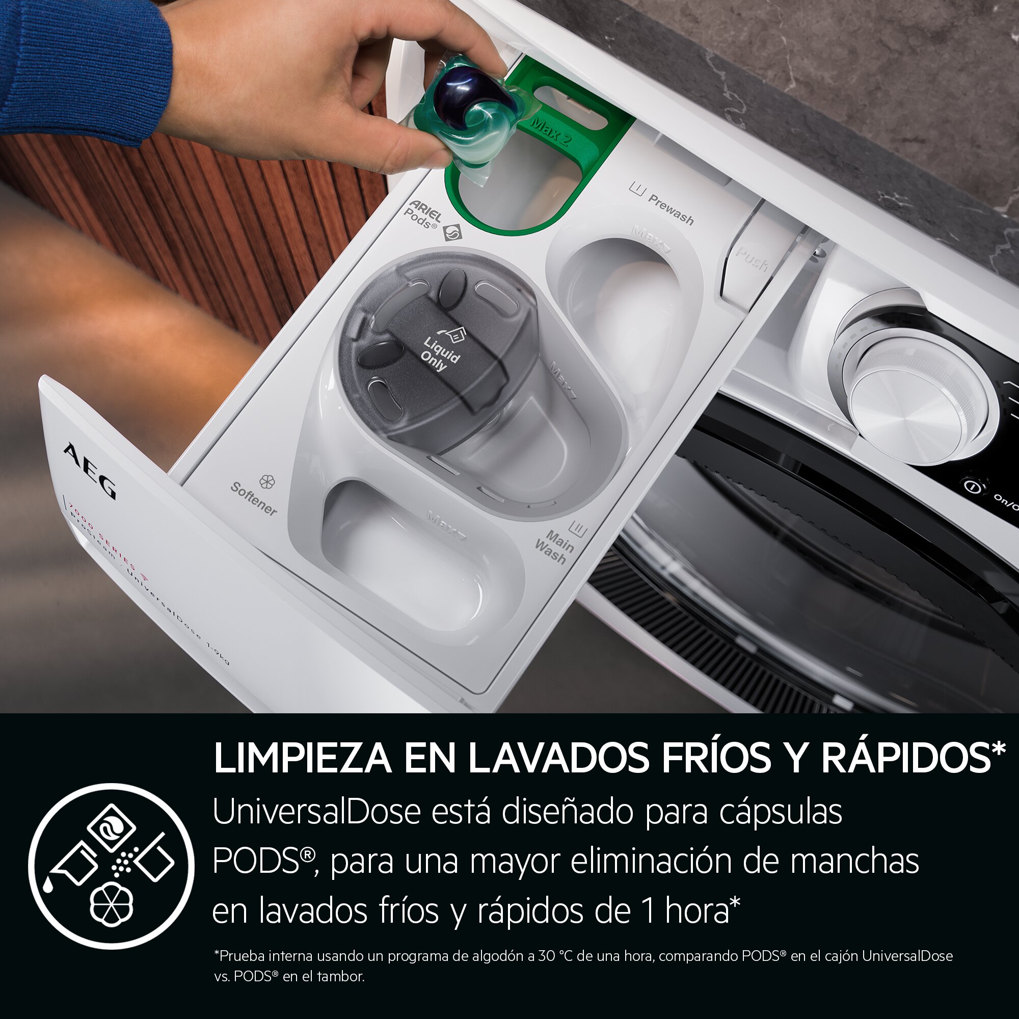 Lavadora AEG 12 Kg / 1400 rpm, UniversalDose, Vapor, Wifi, Serie 7000 - LFR7324L4O - Negro Negro-7