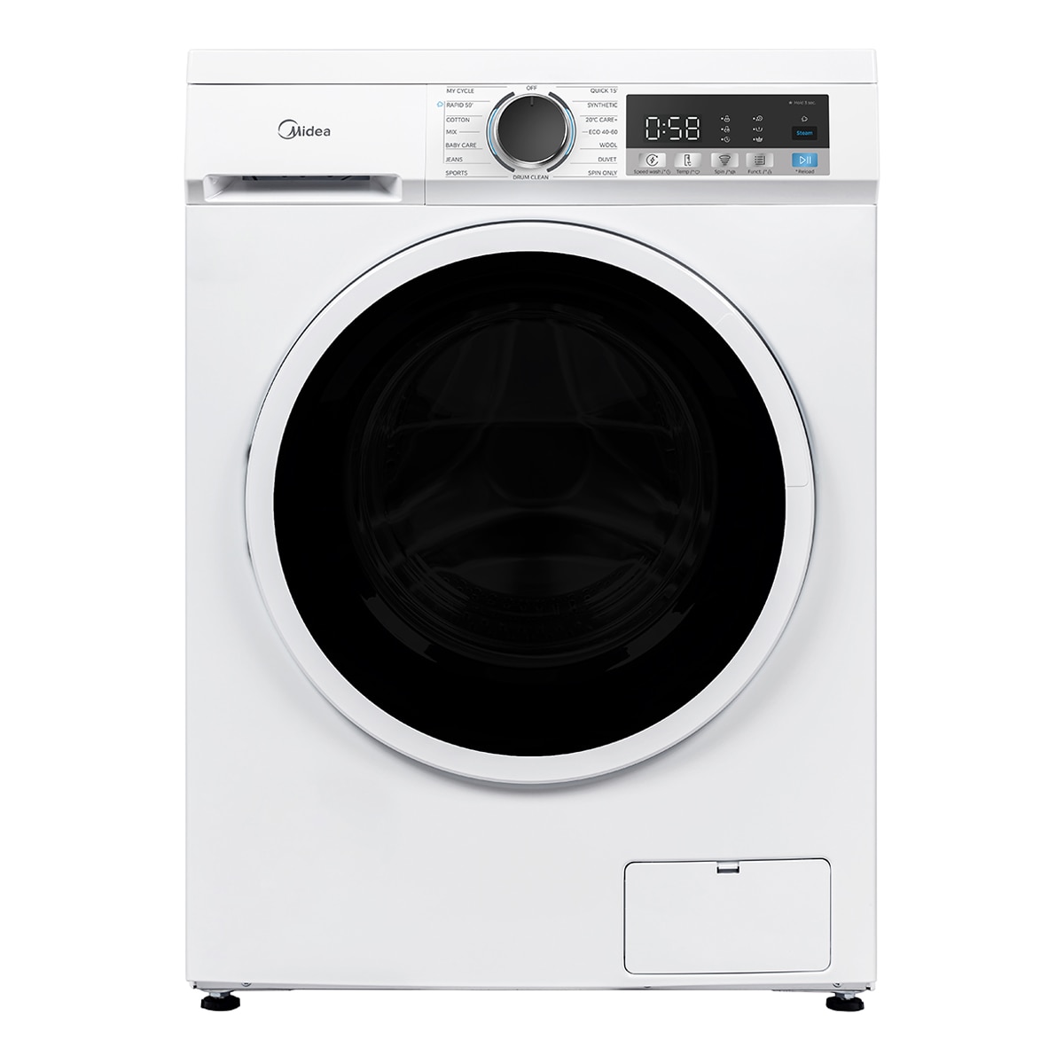 Imagem 0 de Máquina de Lavar Roupa Midea MFG16W80BA10/W-ES Motor Inverter, Carga Frontal de 8 kg e de 1400 rpm, Tampa Superior Desmontável