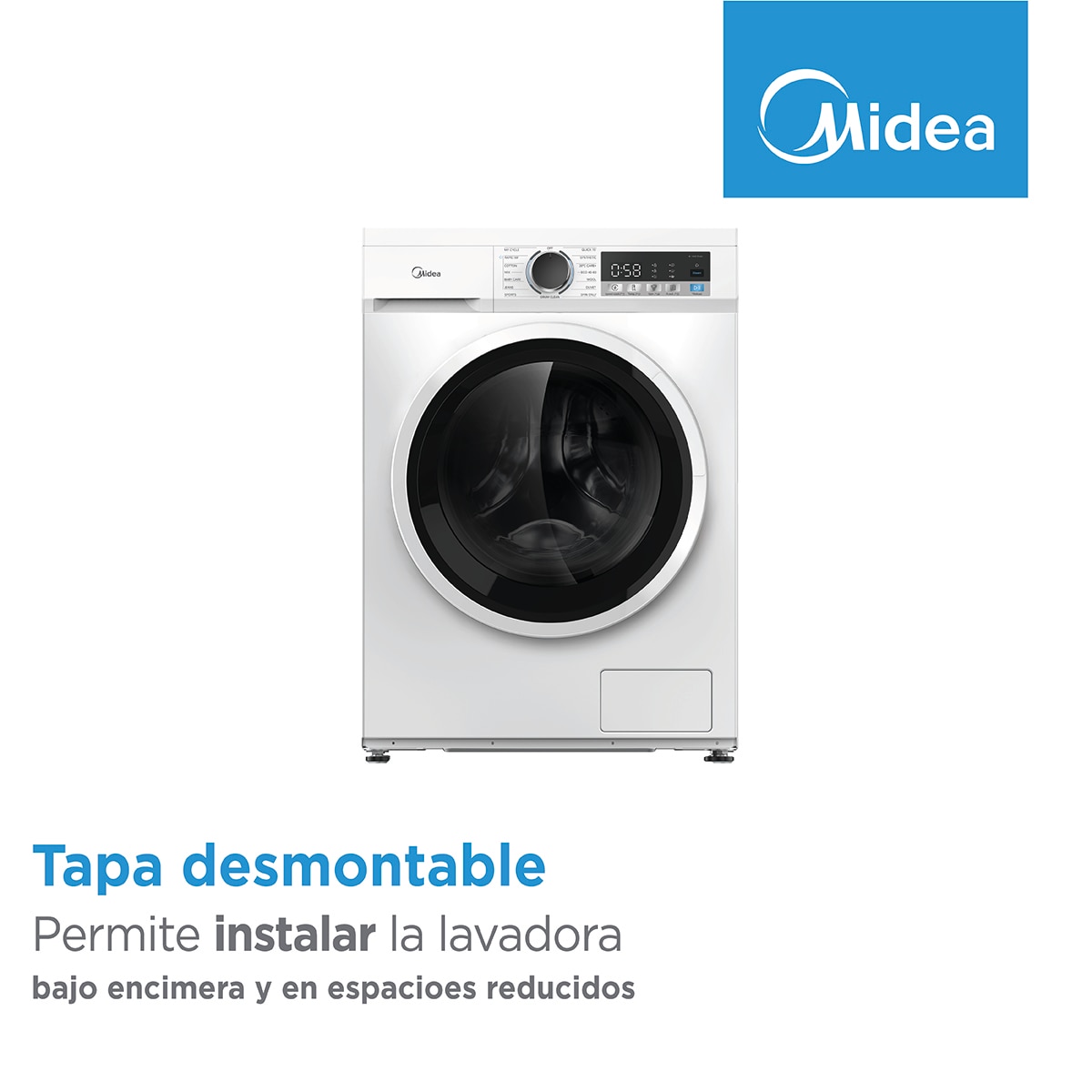 Máquina de Lavar Roupa Midea MFG16W80BA10/W-ES Motor Inverter, Carga Frontal de 8 kg e de 1400 rpm, Tampa Superior Desmontável Branco-4