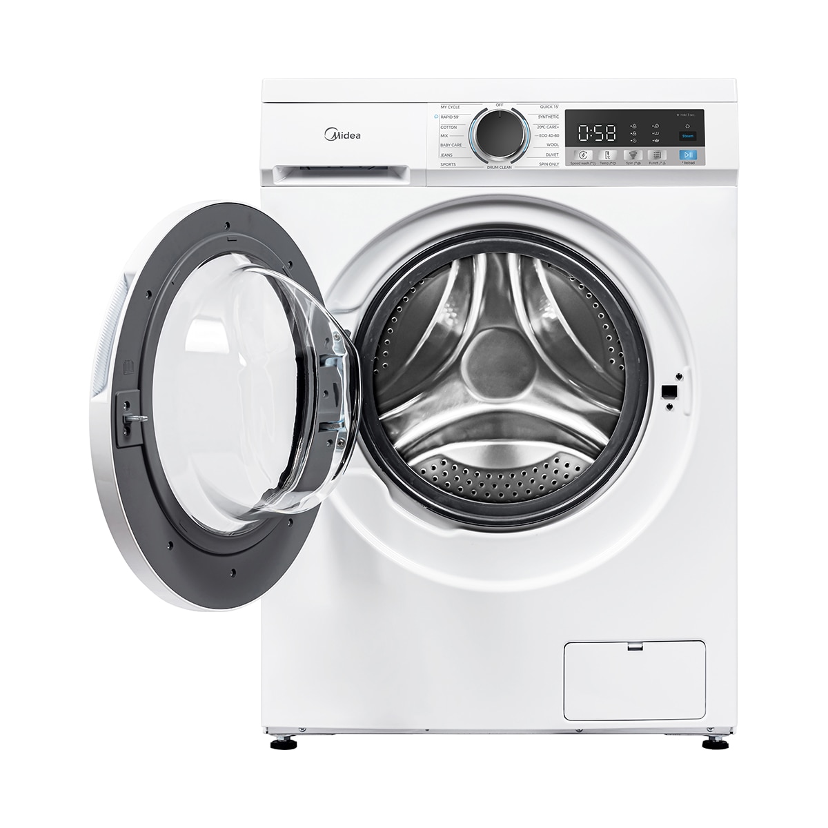 Máquina de Lavar Roupa Midea MFG16W80BA10/W-ES Motor Inverter, Carga Frontal de 8 kg e de 1400 rpm, Tampa Superior Desmontável Branco-8