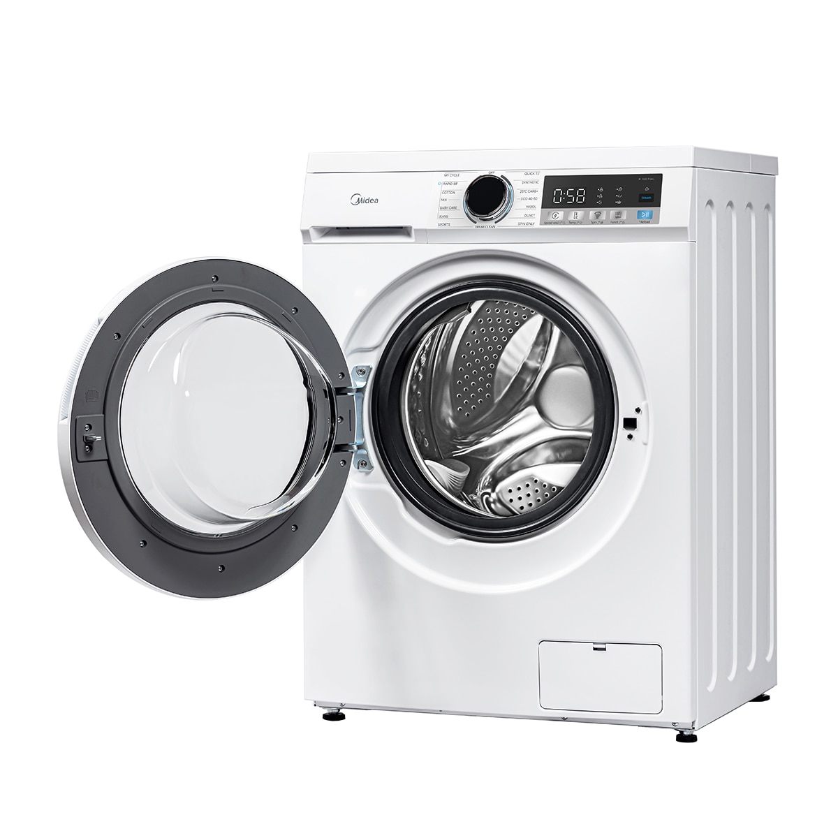Máquina de Lavar Roupa Midea MFG16W80BA10/W-ES Motor Inverter, Carga Frontal de 8 kg e de 1400 rpm, Tampa Superior Desmontável Branco-10