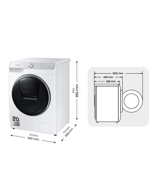 Lavadora Samsung 9kg QuickDrive™ Clase A Blanca WW90T986DSH/S3 - Blanco Blanco-2