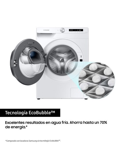 Imagen 6 de Lavadora Samsung 9kg Tecnología Ecobubble™ Clase A Blanca WW90T554DTW/S3 - Blanco Blanco