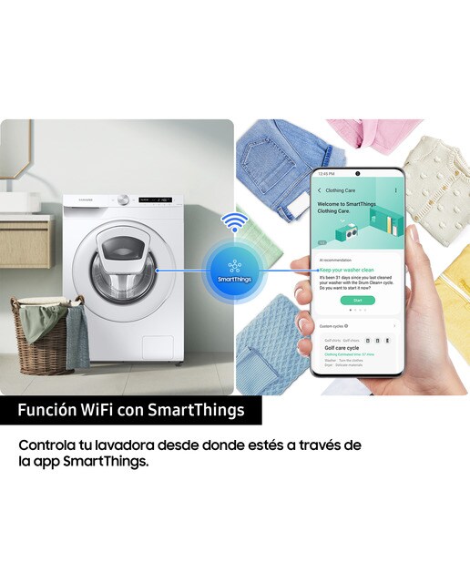Imagen 7 de Lavadora Samsung 9kg Tecnología Ecobubble™ Clase A Blanca WW90T554DTW/S3 - Blanco Blanco