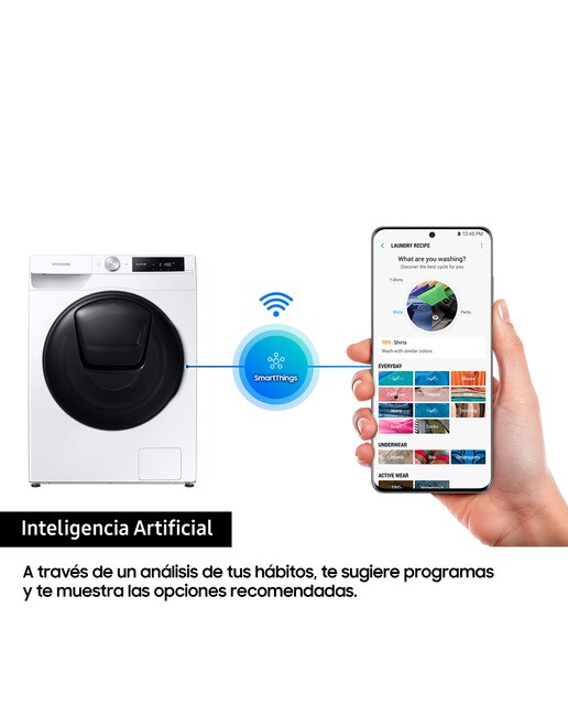 Lavadora Secadora Samsung 9kg/6kg Tecnología AddWash™ Clase E/B Blanca WD90T654DBE/S3 Blanco-5