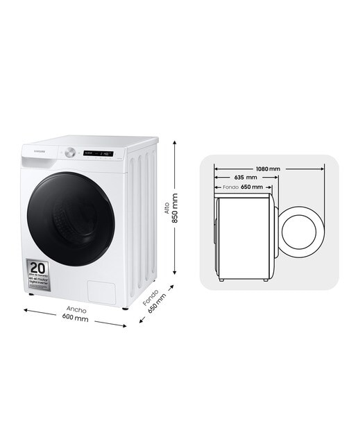 Lavadora Secadora Samsung 9kg/6kg con Autodosificación Clase E/B Blanca WD90T534DBW/S3 Blanco-2