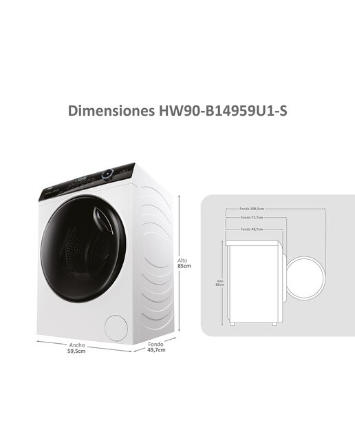 Lavadora Haier 9 kg / 1.400 rpm I-Pro Series 5 - HW90-B14959U1-S Blanco-2