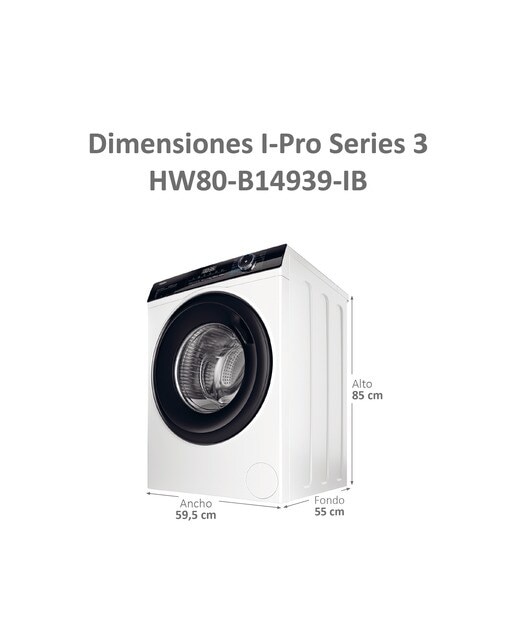 Lavadora Haier 8 kg / 1.400 rpm Vapor, I-Pro Series 3 - HW80-B14939-IB Blanco-2
