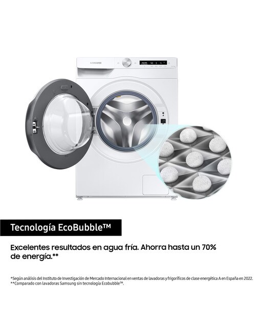 Lavadora Samsung 12kg Tecnología EcoBubble Clase A Blanca WW12T504DTW/S3 Blanco-10