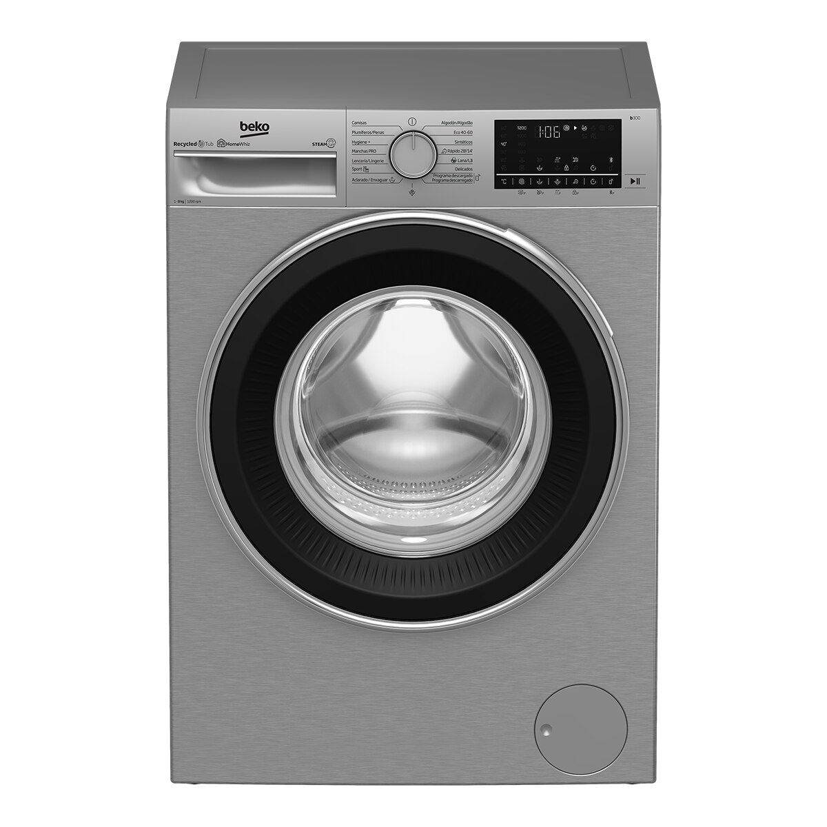 Lavadora Beko 8 kg / 1.200 rpm Vapor - B3WFT58220X Inox-1