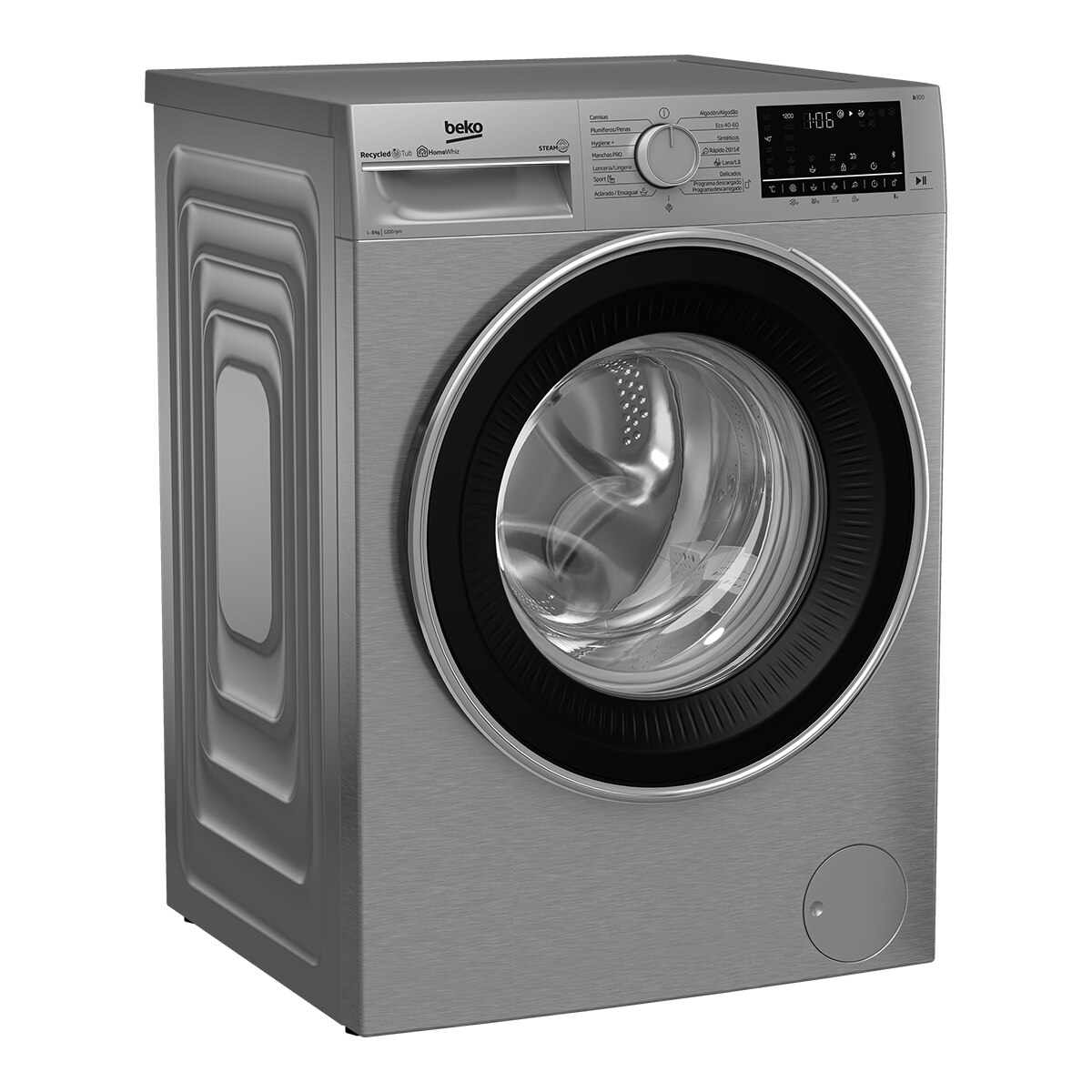 Lavadora Beko 8 kg / 1.200 rpm Vapor - B3WFT58220X Inox-3
