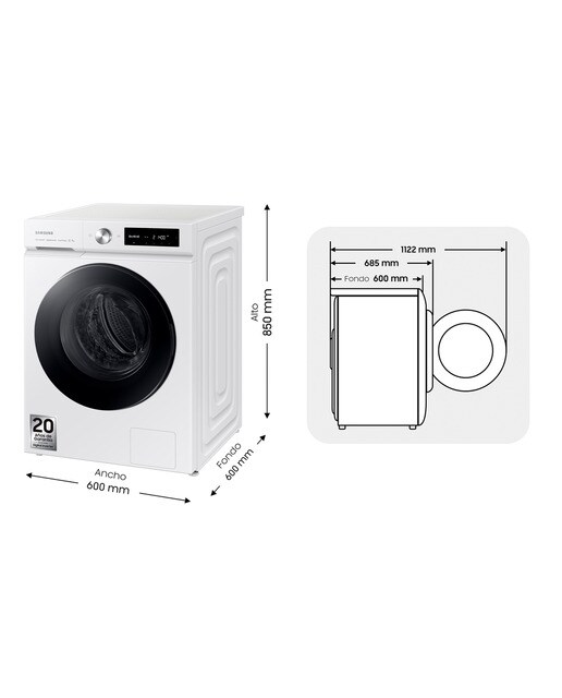 Lavadora Samsung 11kg con Autodosificación Clase A Blanca WW11BB744DGWS3 Blanco-2