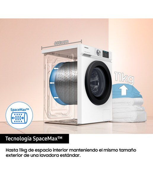 Lavadora Samsung 11kg Tecnología SpaceMax™ Clase A Blanca WW11BBA046AWEC Blanco-4