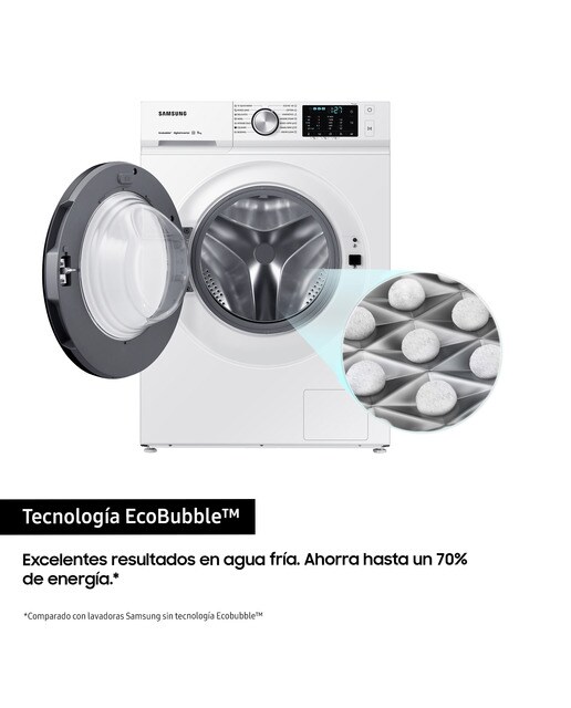 Lavadora Samsung 11kg Tecnología SpaceMax™ Clase A Blanca WW11BBA046AWEC Blanco-5