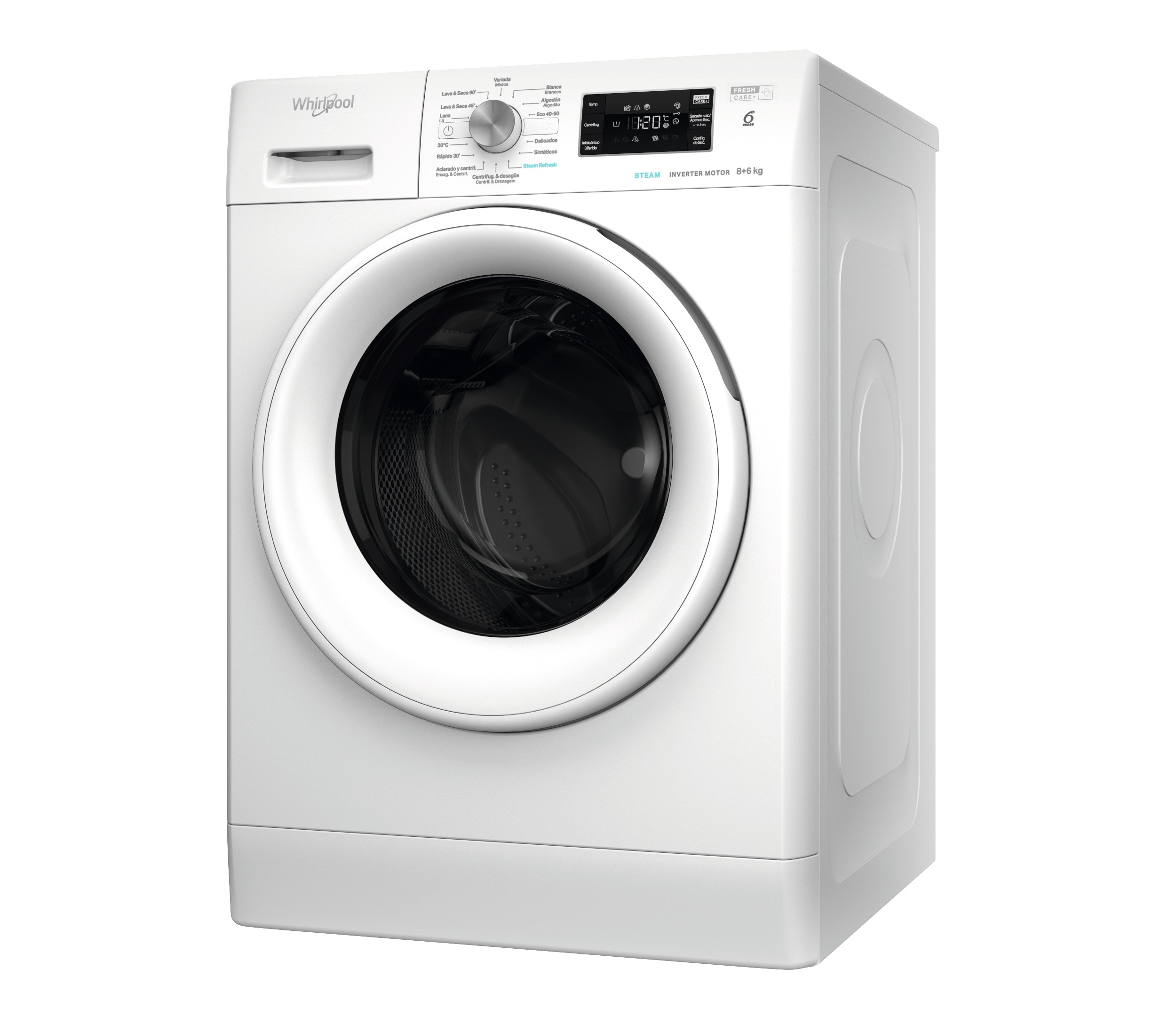 Lavadora secadora Whirlpool 8 kg / 1.400 rpm - FFWDB 864349 WV Blanco-2