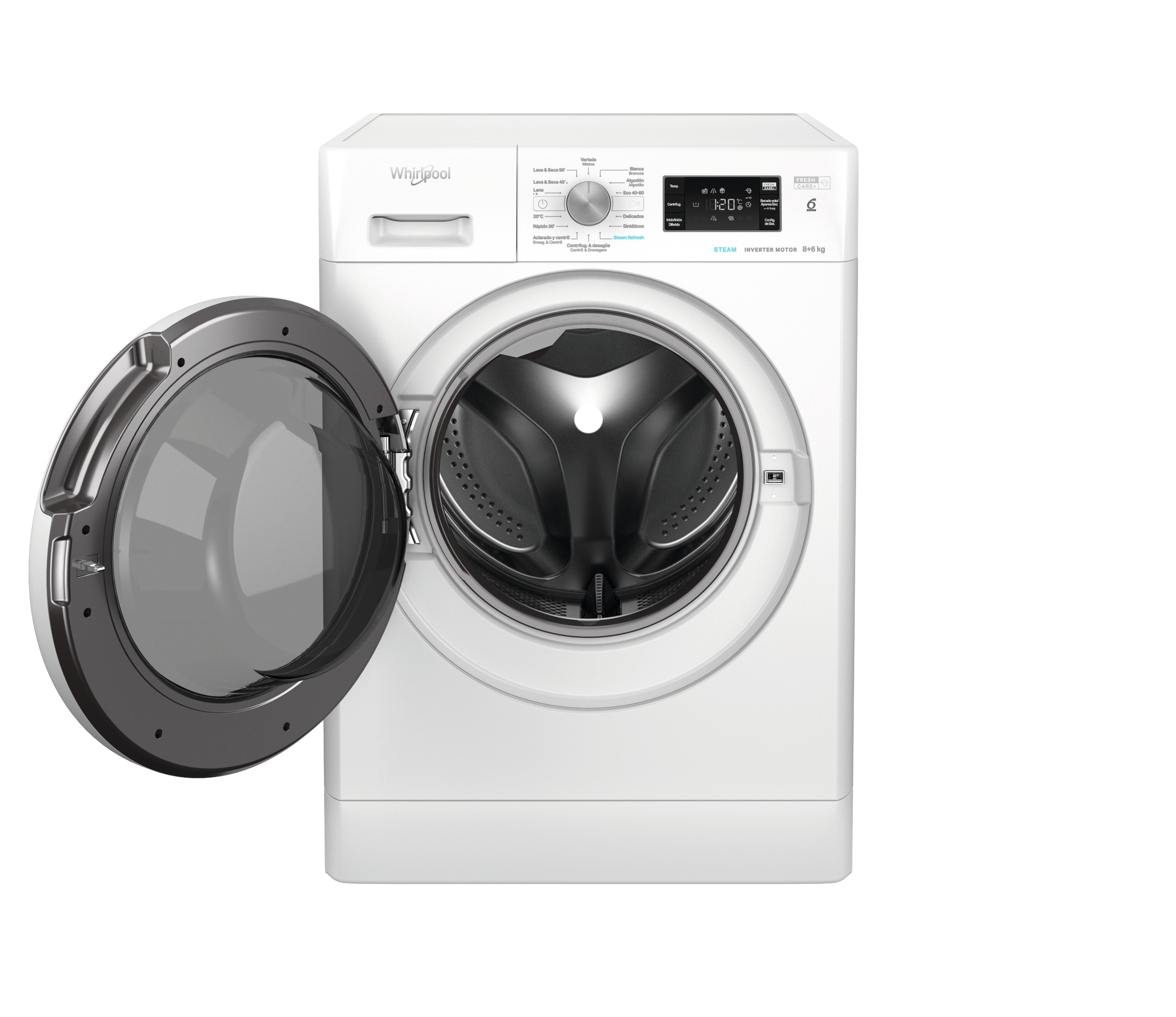 Lavadora secadora Whirlpool 8 kg / 1.400 rpm - FFWDB 864349 WV Blanco-3