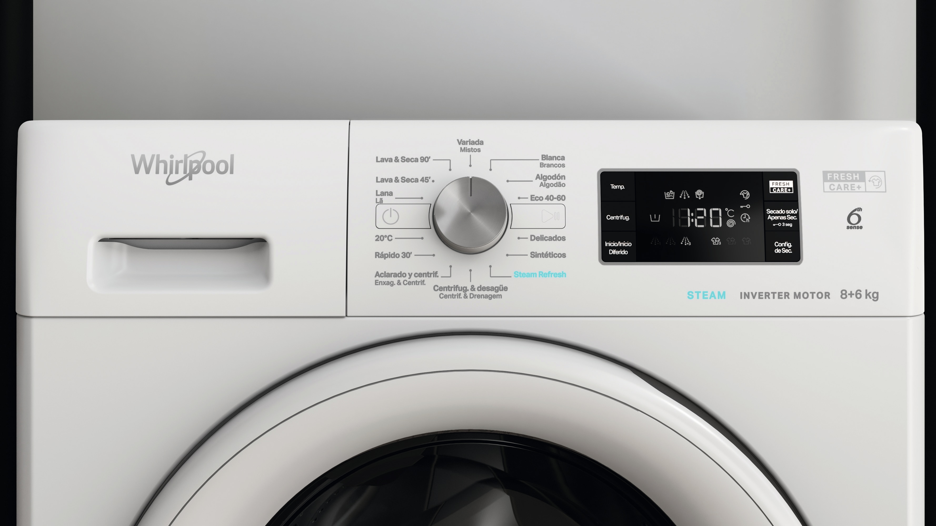 Lavadora secadora Whirlpool 8 kg / 1.400 rpm - FFWDB 864349 WV Blanco-5