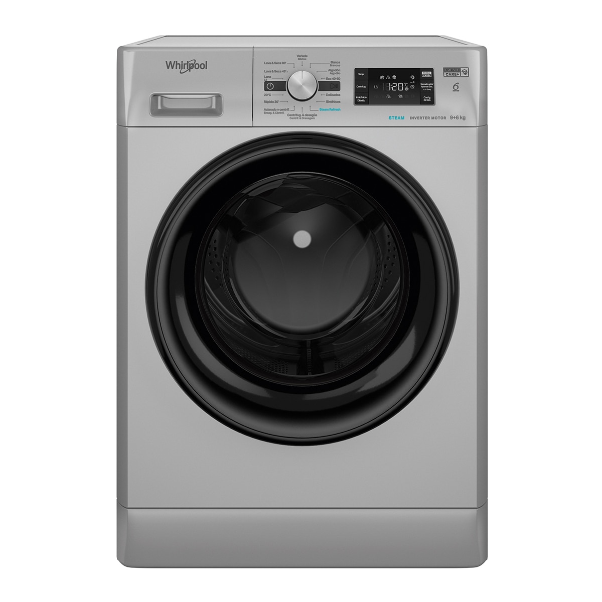 Imagem 0 de Máquina de Lavar e Secar Roupa Whirlpool FFWDB 964369SBV Carga Frontal e Tecnologia 6º Sentido, de 9/6 kg e de 1400 rpm - Prata