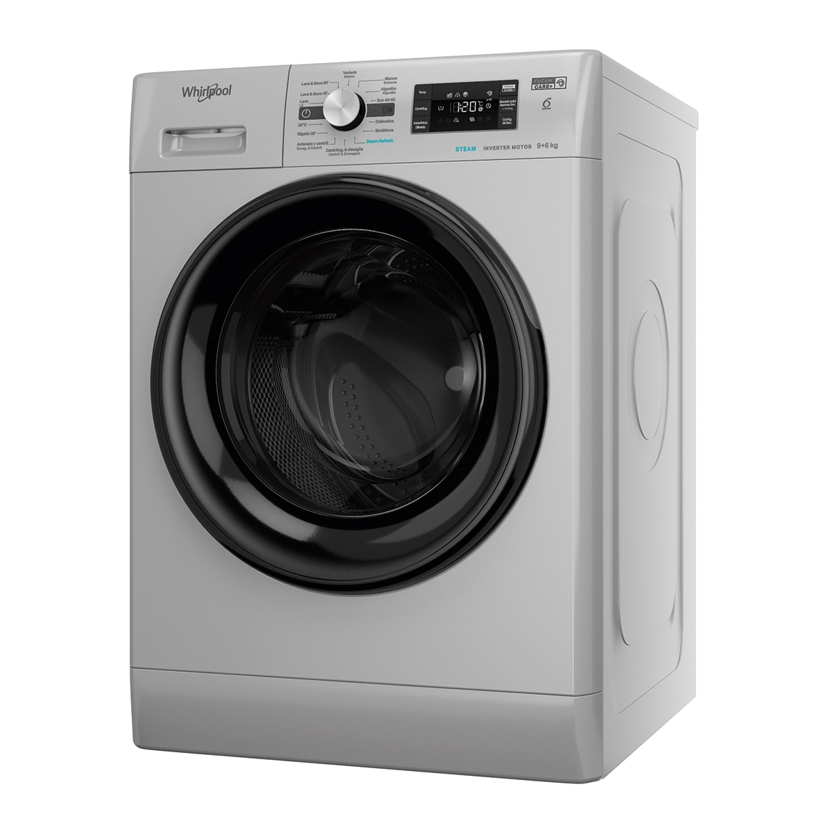 Lavadora secadora Whirlpool 9 kg / 1.400 rpm - FFWDB 964369SBV Plata-2