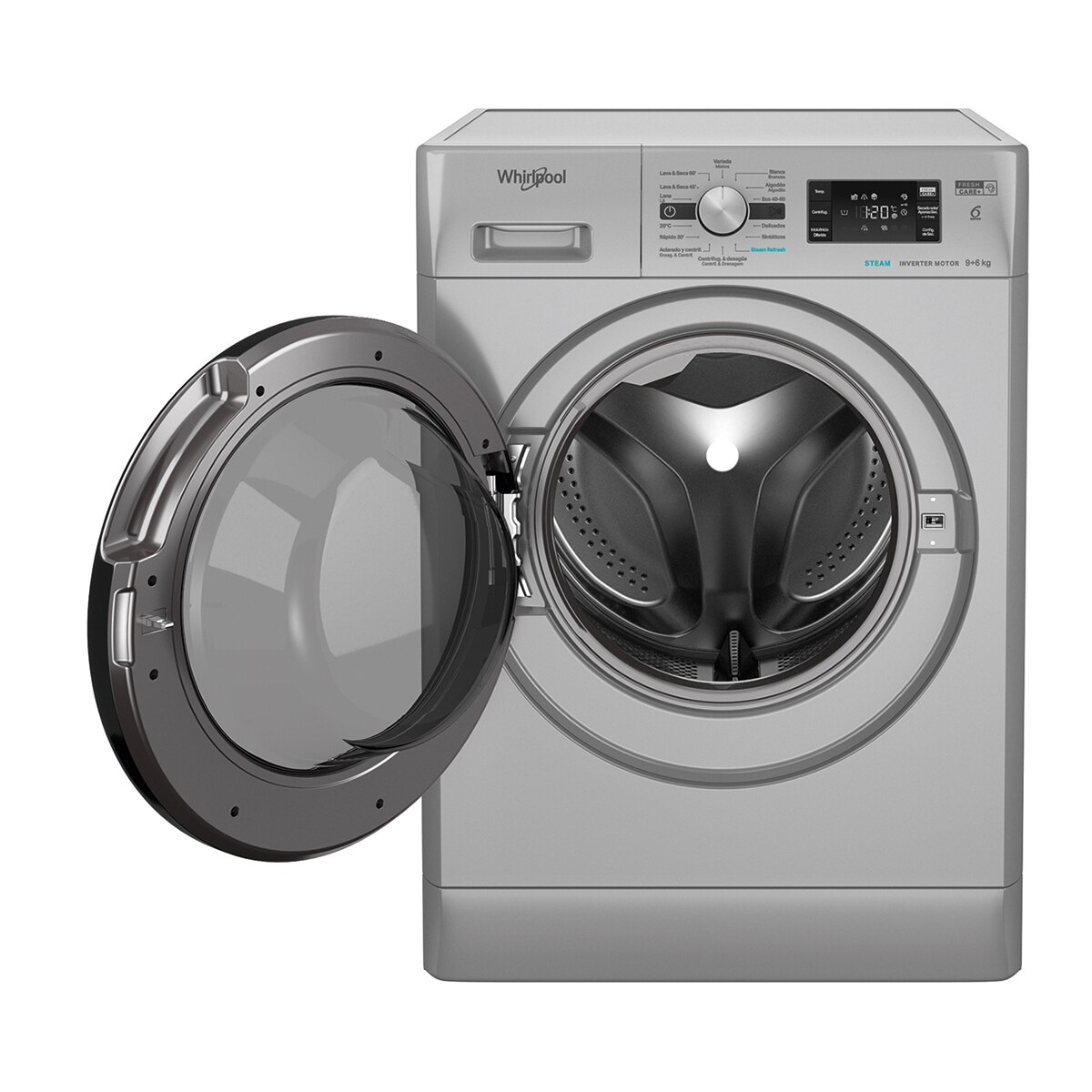 Lavadora secadora Whirlpool 9 kg / 1.400 rpm - FFWDB 964369SBV Plata-3