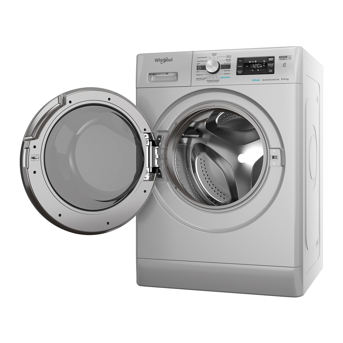 Lavadora secadora Whirlpool 9 kg / 1.400 rpm - FFWDB 964369SBV Plata-4