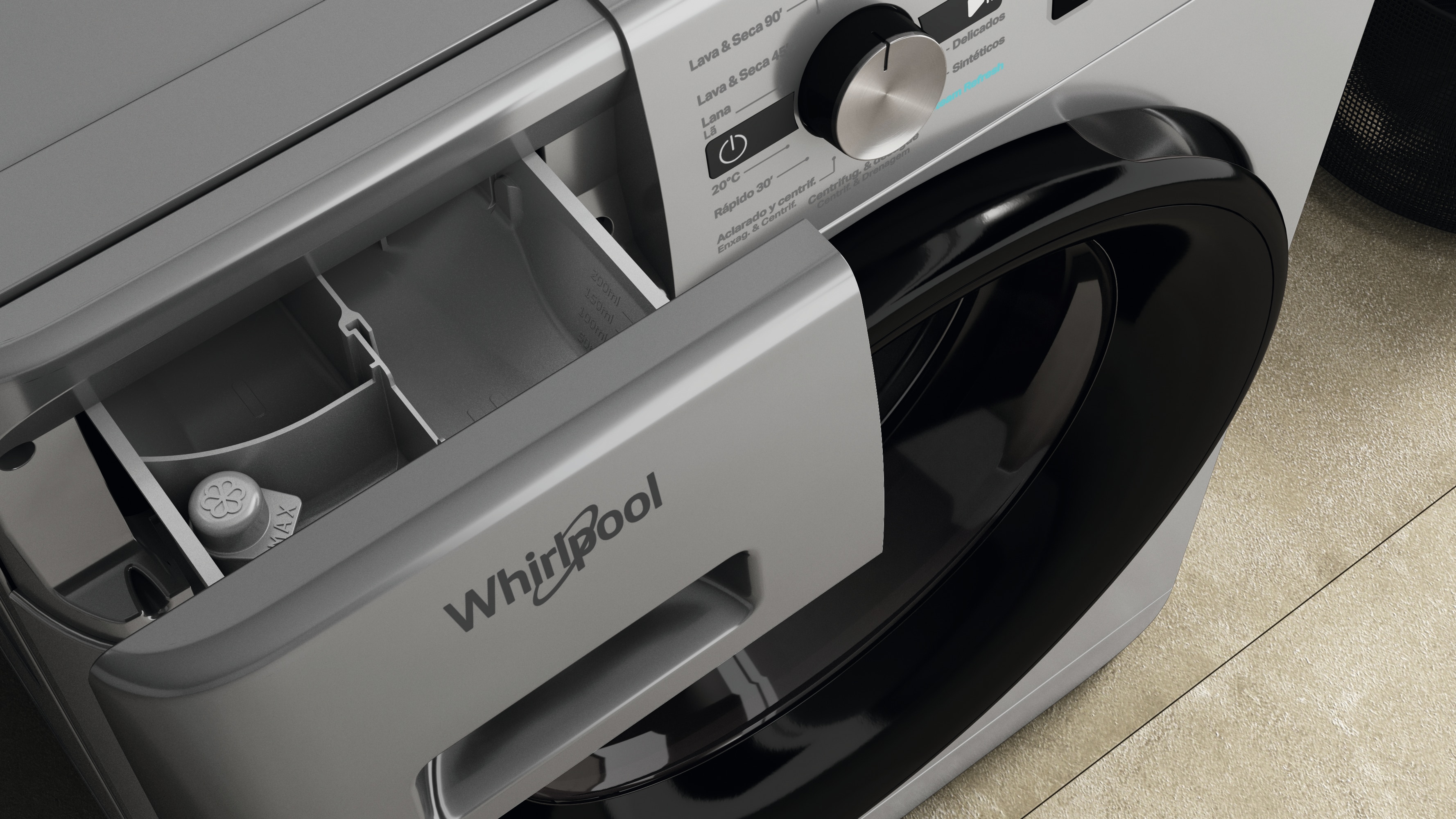 Lavadora secadora Whirlpool 9 kg / 1.400 rpm - FFWDB 964369SBV Plata-8