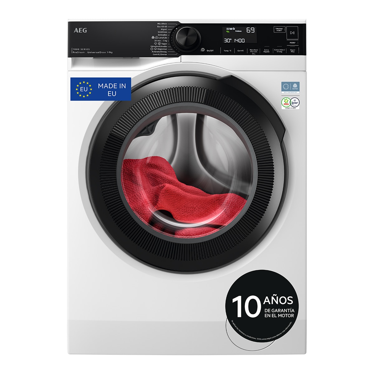 Lavadora AEG 9 kg / 1400 rpm Vapor, cajón UniversalDose - LFR7394O4V Blanco-1