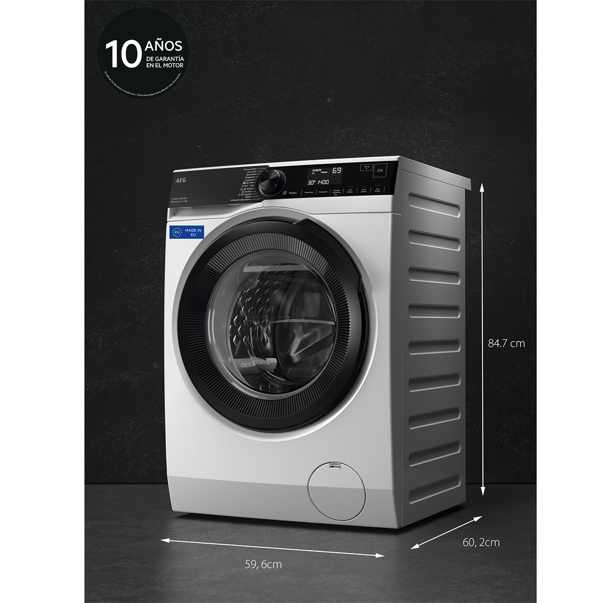 Lavadora AEG 9 kg / 1400 rpm Vapor, cajón UniversalDose - LFR7394O4V Blanco-5