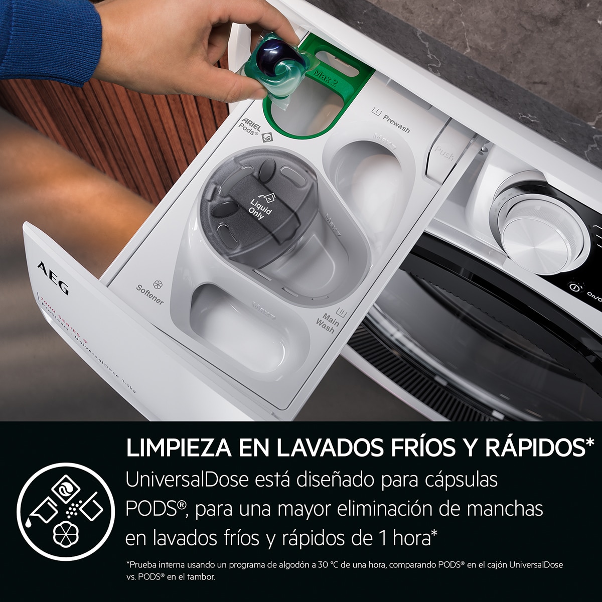 Lavadora AEG 9 kg / 1400 rpm Vapor, cajón UniversalDose - LFR7394O4V Blanco-6