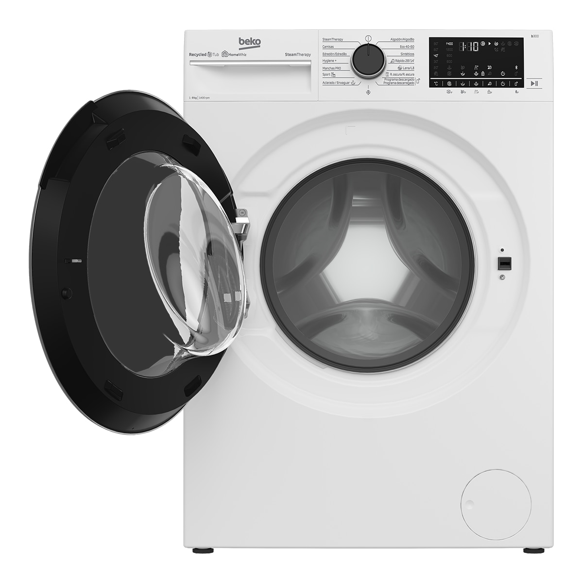 Lavadora Beko 8 kg / 1.400 rpm, Motor Inverter, HomeWhiz, Vapor - B3WFT58415W Blanco-4