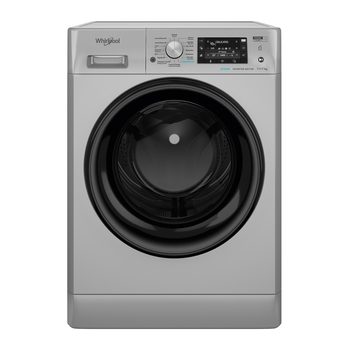 Lavadora secadora Whirlpool 11 kg /1.400 rpm - FFWDD 1174269 SBV SPT Plata-1