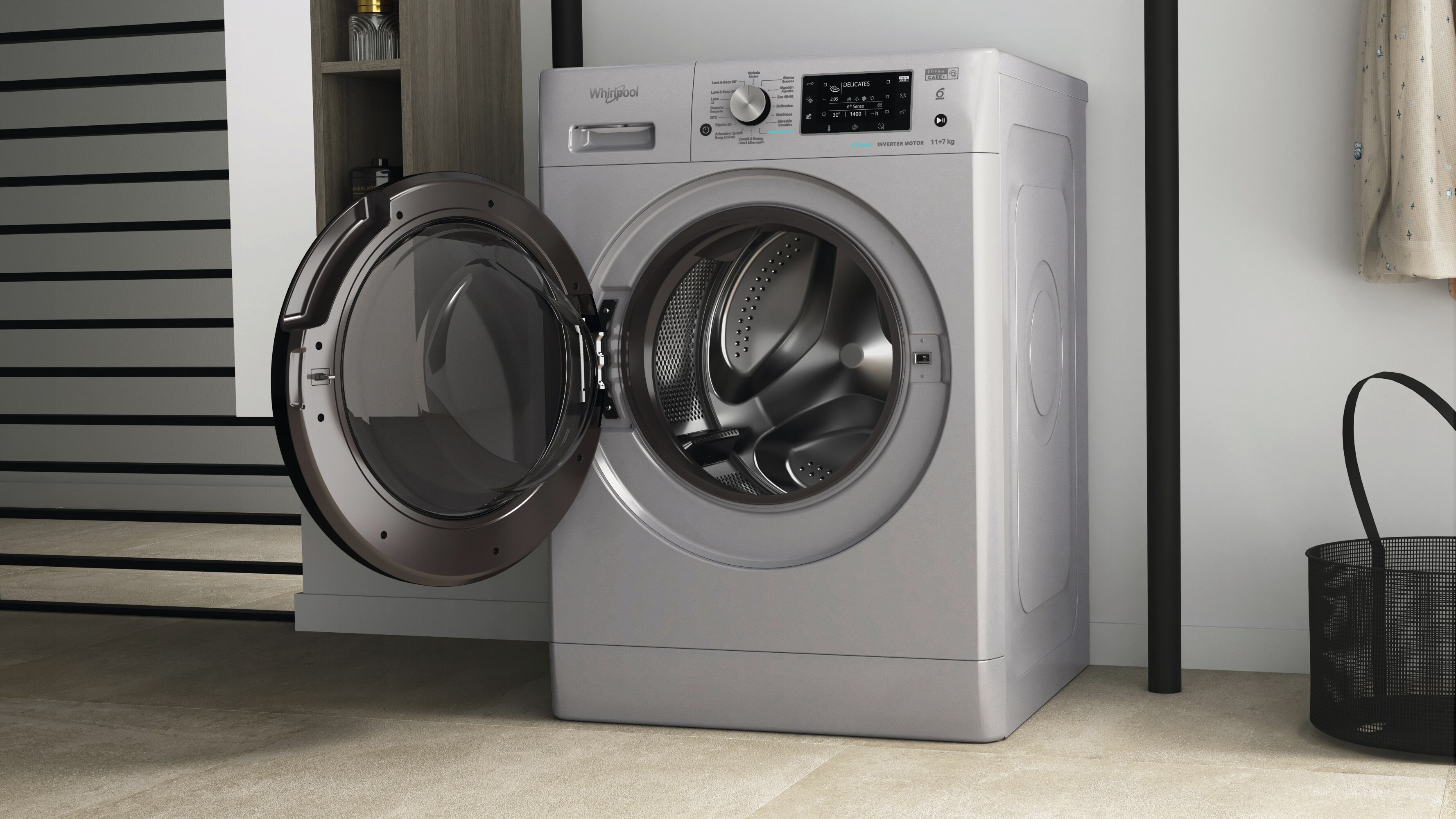 Lavadora secadora Whirlpool 11 kg /1.400 rpm - FFWDD 1174269 SBV SPT Plata-12