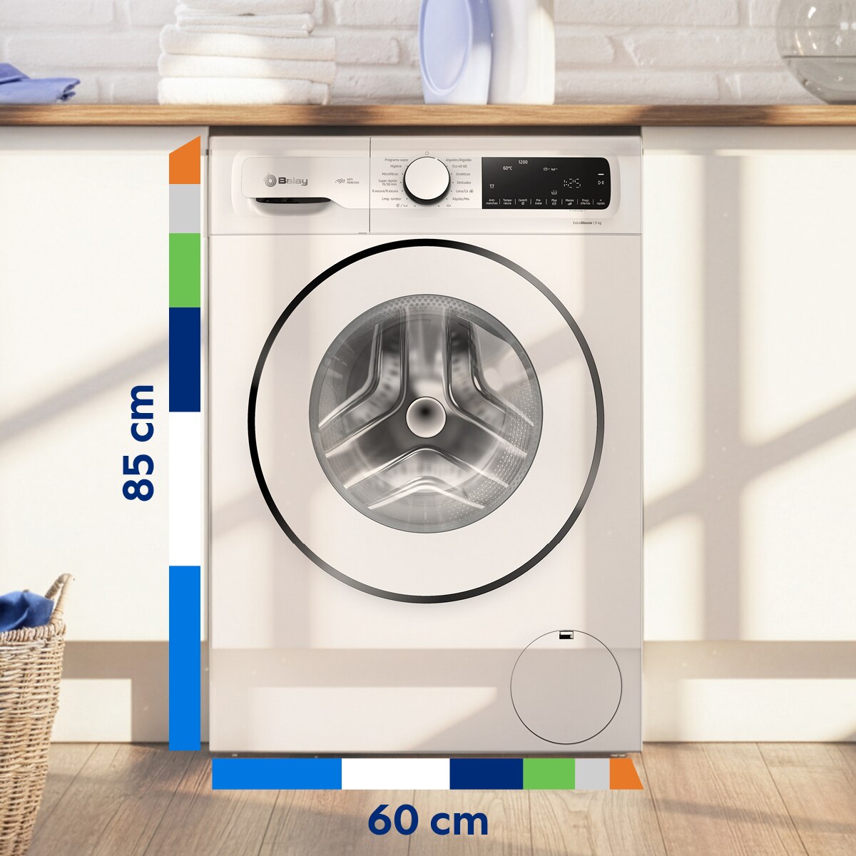Lavadora Balay 9 kg / 1.200 rpm, AquaControl Plus - 3TS390B Blanco-3