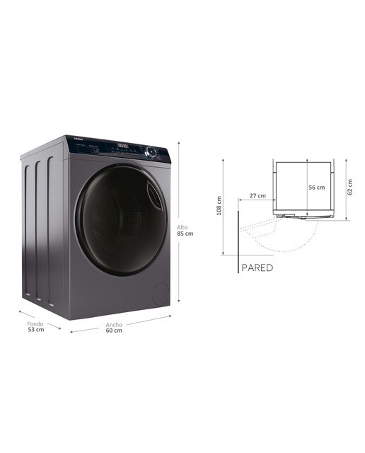 Máquina de Lavar e Secar Roupa Haier I-Pro Série 3 HWD80-B14939S8 Motor Direct Motion, de 8/5 Kg e de 1400 rpm - Inox Inox-2