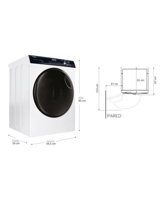 Lavadora secadora Haier 9 kg / 1.400 rpm I-Pro Series 3 - HWD90-B14939-IB - Blanco Blanco-2