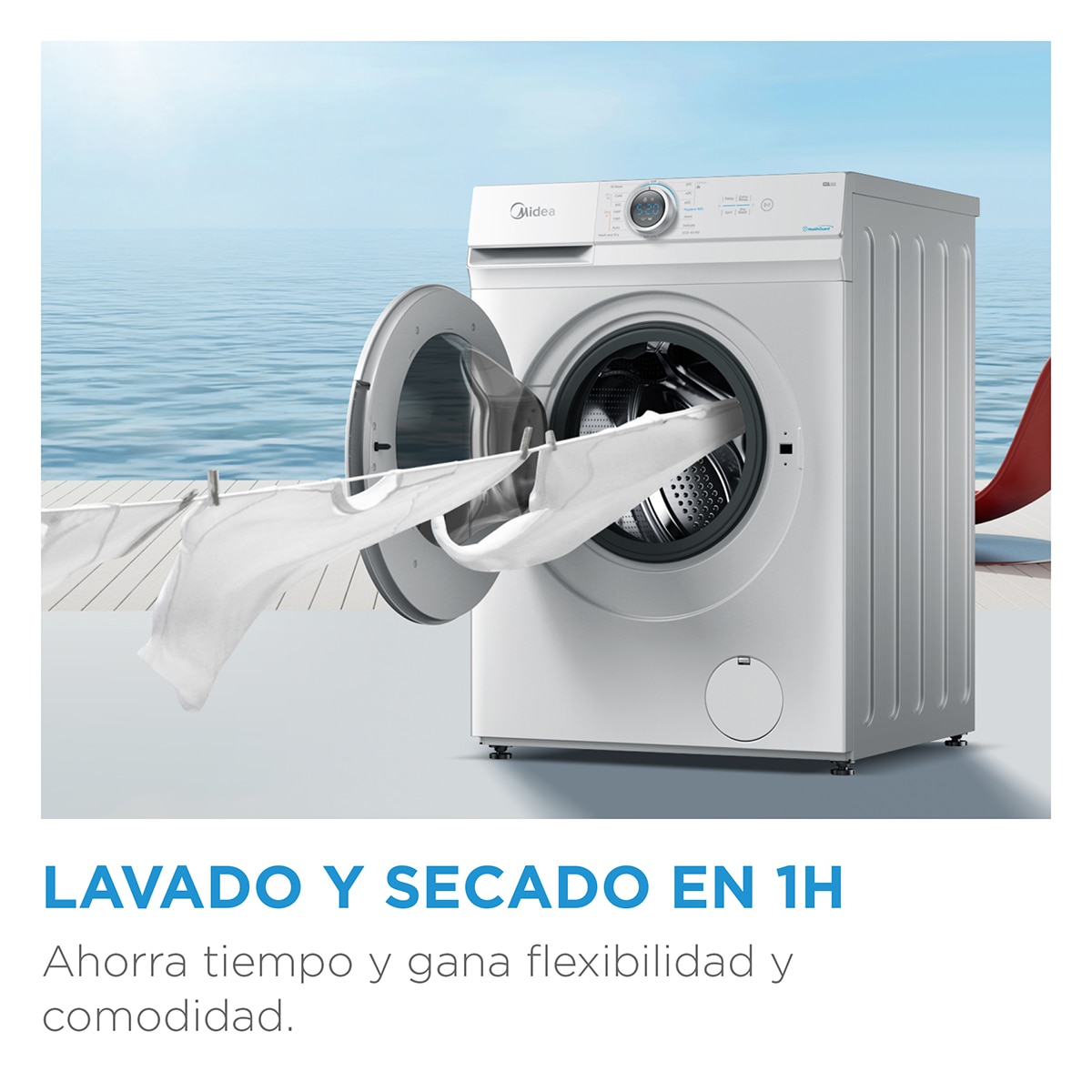Lavadora secadora Midea 8 kg / 1.400  rpm - MF200D80WB/W-ES Blanco-10