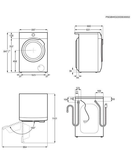 Máquina de Lavar Roupa AEG Série 7000 LFR7394O4Q ProSteam Carga Frontal de 9 Kg e 1400 rpm - Branco Branco-2