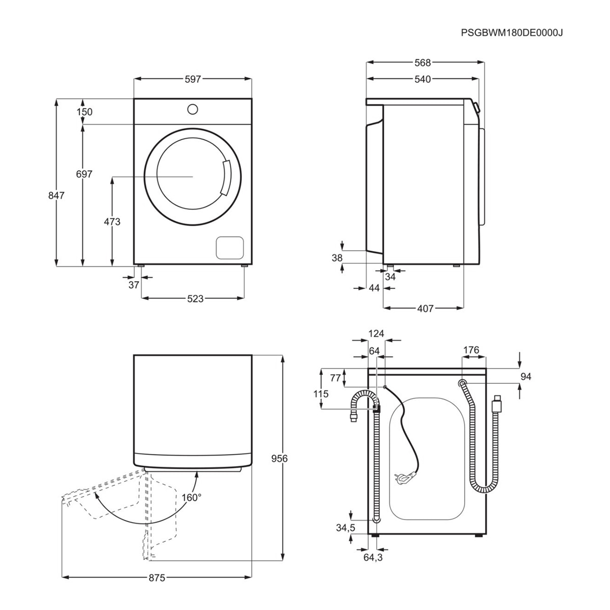 Lavadora AEG 8 kg / 1.200 rpm  - LFA5I82RE Blanco-2
