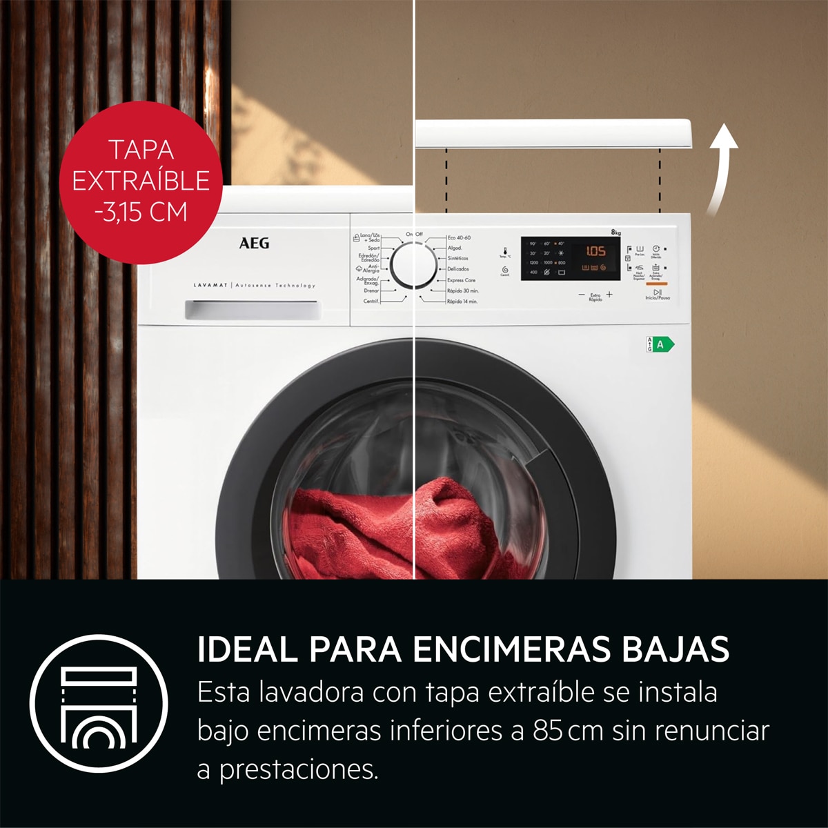 Lavadora AEG 8 kg / 1.200 rpm  - LFA5I82RE Blanco-4