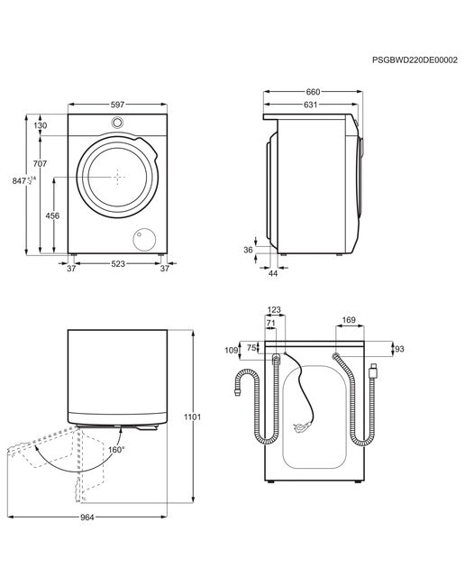 Máquina de Lavar e Secar Roupa AEG Série 7000 LWR7316V6O ProSteam Conetividade WiFi e Gaveta UniversalDose de 10/6 kg e 1600 rpm - Metálico Escuro Prateado Escuro-2